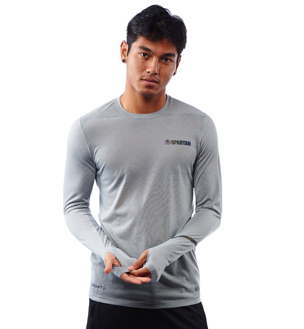 Spartan By Craft Subz Long Sleeve Wool Tee: Men's Training Tee: Grey